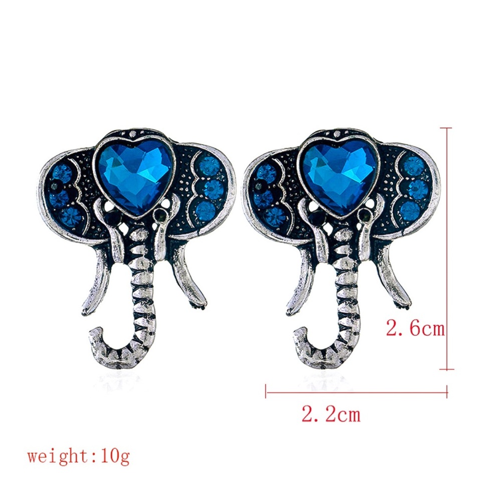Any 2/$20! Silver Blue Crystal Elephant Earrings - Picture 6 of 8